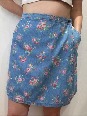 Vintage Floral Denim Skort